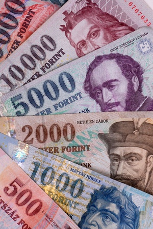 These are the hungarian banknotes, this is the forint の写真素材