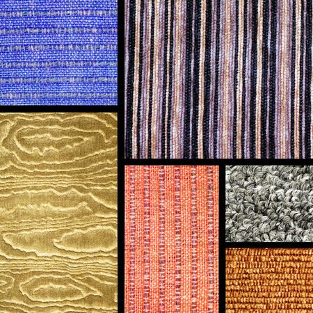 Collection of different carpets with colorful pattern.の写真素材