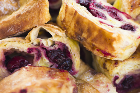 Macro photo about the roll with cherry.の写真素材