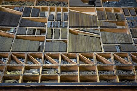 Printing furniture with drawers full of typefaces ready to be usedの写真素材