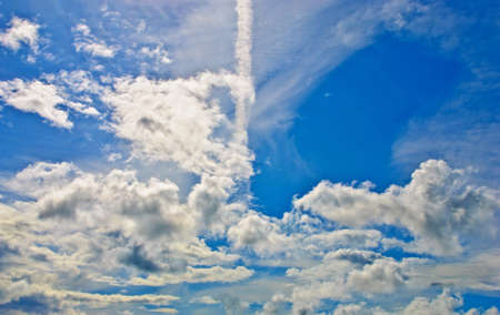White clouds and a blue skyの写真素材