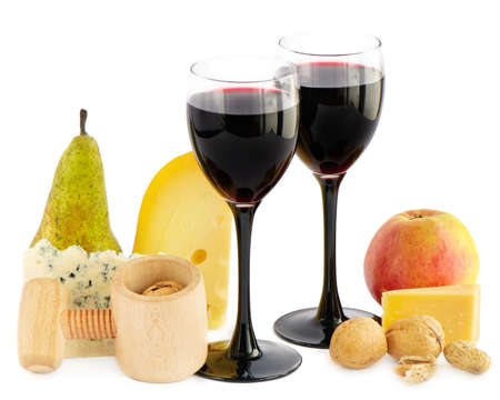 Wine, cheese and pearの写真素材