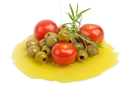 Olives and tomatoes の写真素材