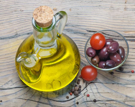 Olive oil and oilvesの写真素材