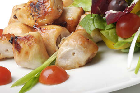 Grilled chicken and saladの写真素材