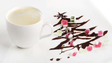 Coffee and christmas decorationの写真素材