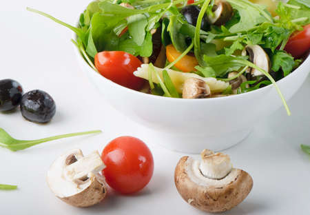 Pasta salad with mushroomsの写真素材