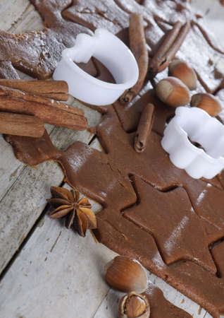 Baking christmas cookiesの写真素材