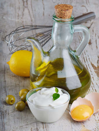 mayonnaise with ingredientsの写真素材