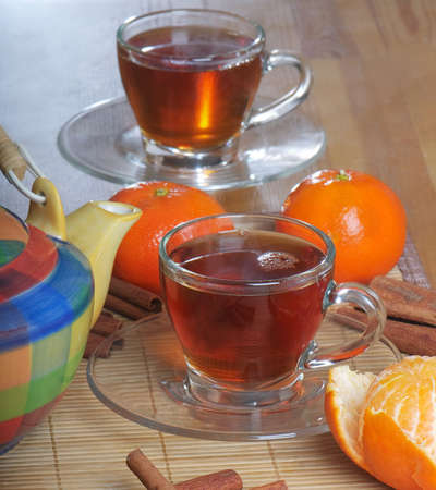 tea and orangeの写真素材