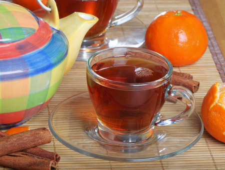tea and orangeの写真素材