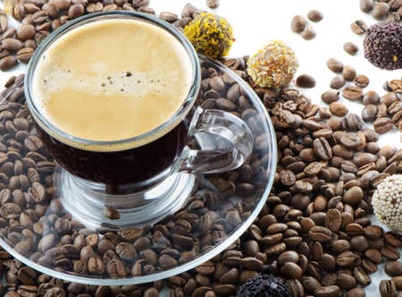 Coffee cup and beansの写真素材