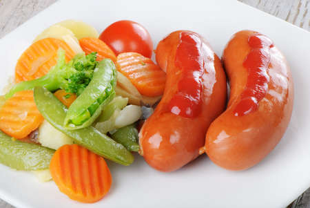 sausage with vegetablesの写真素材