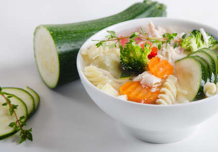 Bowl of Chicken vegetable Soupの写真素材