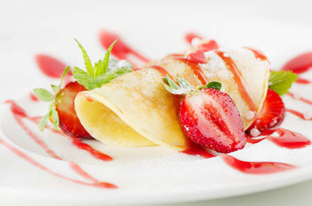 pancakes with strawberriesの写真素材