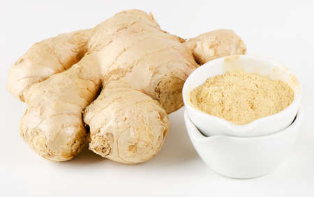 Fresh and ground gingerの写真素材