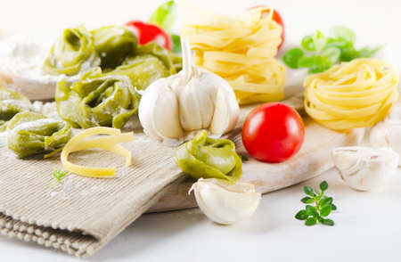 Italian healthy  food - pasta and vegetablesの写真素材