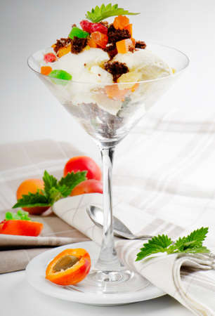 Sweet dessert with fresh apricotsの写真素材