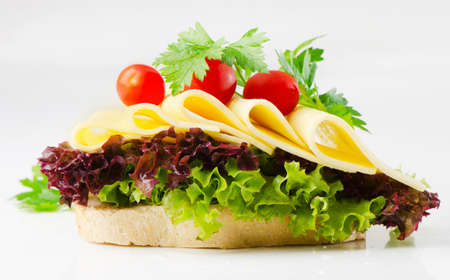 sandwich with cheese,herbs and tomatoesの写真素材