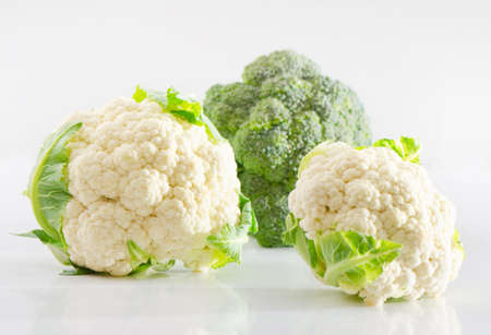 cauliflower and broccoliの写真素材