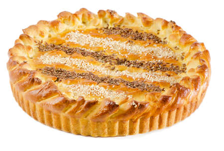 chicken meat pie  isolated on whiteの写真素材