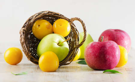 Group of fruits  in basketの写真素材