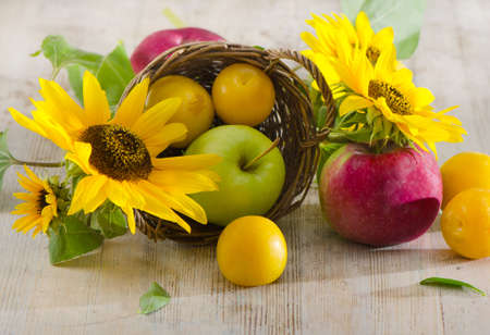Group of fruits  in basketの写真素材