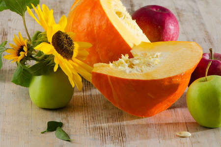 Pumpkin and applesの写真素材
