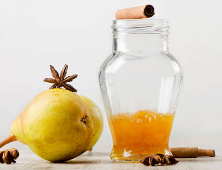 Pears jam  and spicesの写真素材