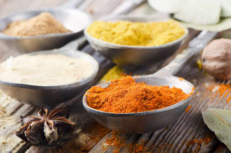 Assortment of powder spices の写真素材