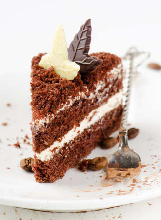 Chocolate cakes on  white plateの写真素材