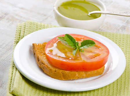 healthy sandwich with  tomato and pestoの写真素材