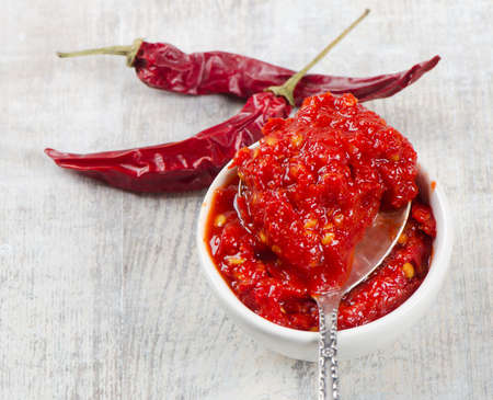 Red chilli sauce . Selective focusの写真素材