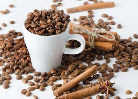 Coffee cup and spicesの写真素材