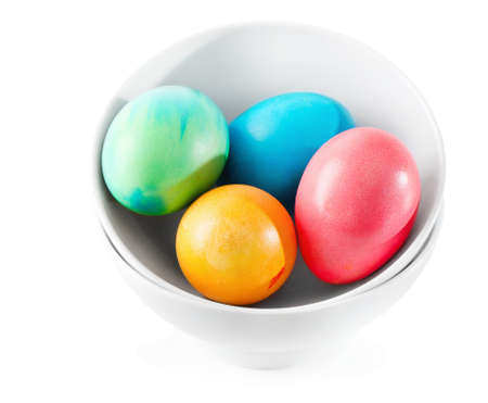 Easter eggs isolated on whiteの写真素材