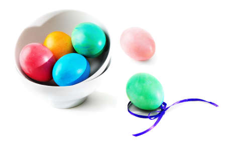 Easter eggs isolated on whiteの写真素材