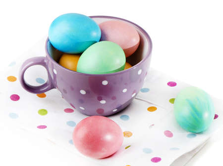 Easter eggs isolated on whiteの写真素材