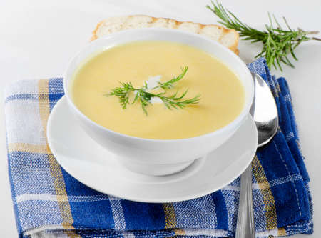 Creamy  soup on a wooden tableの写真素材