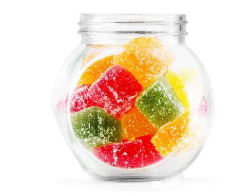 Colorful jelly candies isolated on whiteの写真素材