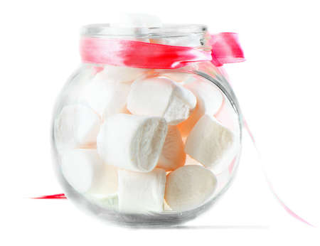 Colorful marshmallow isolated on whiteの写真素材