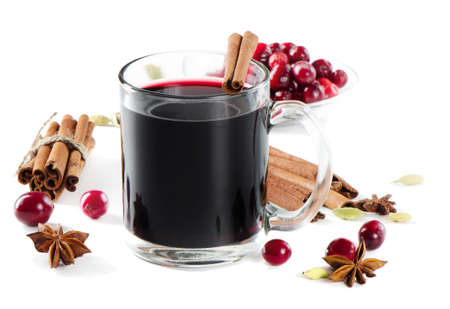 mulled wine  isolated on whiteの写真素材