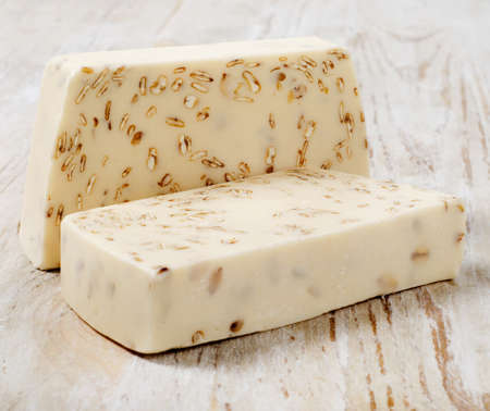 Homemade Soap on a wooden tableの写真素材