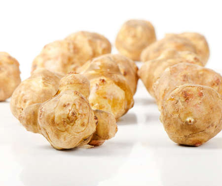 jerusalem artichoke isolated on white background. Selective focusの写真素材