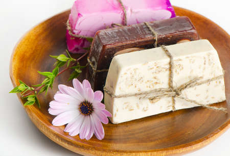 Homemade Soap and flowerの写真素材
