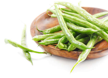 Green beans isolated on a white background.Selective focus
