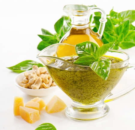 Italian food - pesto and ingridients. Selective focusの写真素材