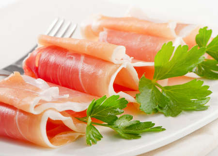 Slices of cured hamの写真素材