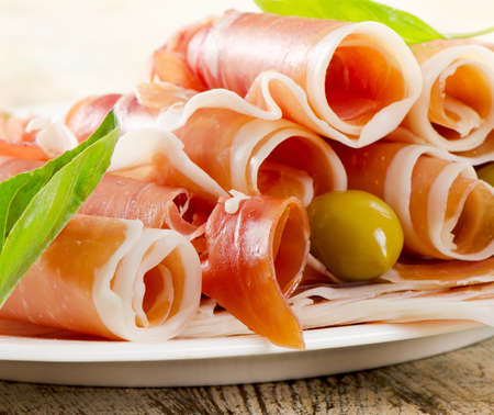 Slices of cured hamの写真素材