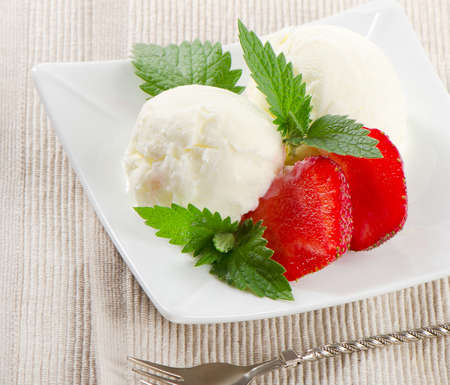 ice cream on a plateの写真素材