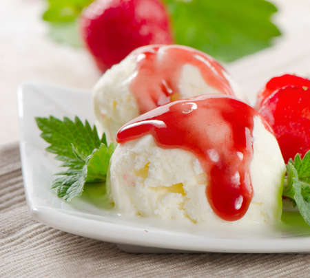 ice cream on a plateの写真素材